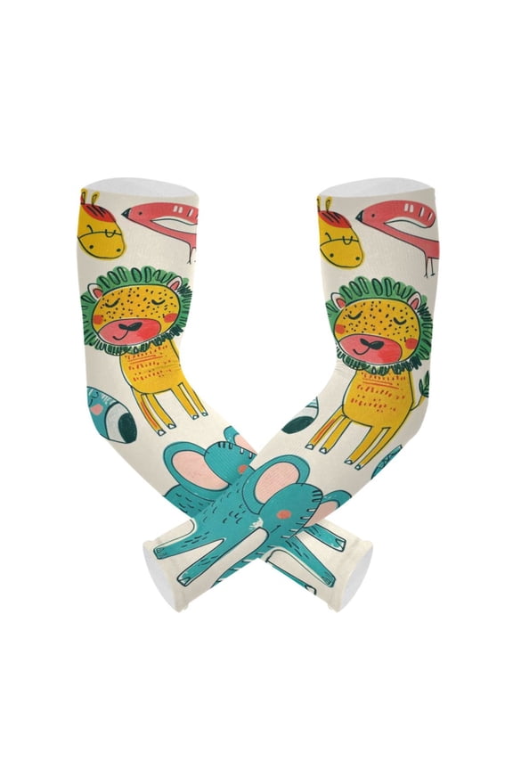 Children's Drawings Animals Gardening Sleeves UV Sun Protection Cooling Arm Sleeves Anti-Scratch Farmers Sleeves for Women Men