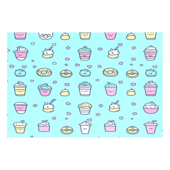 Children's Drawings Food Pattern 12x18in Heat-Resistant Non-Slip Place Mat, Durable and Wrinkle-Resistant