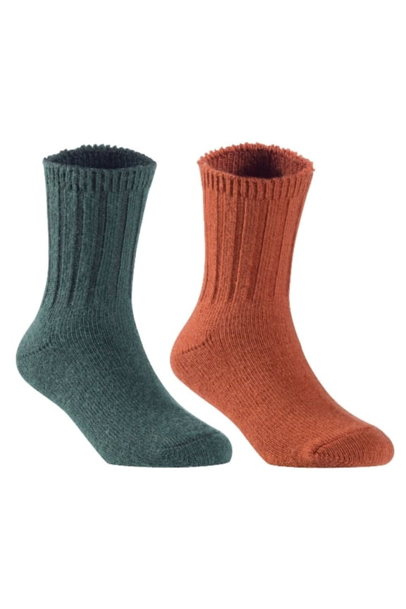 Children's Durable, Stretchable, Thick & Warm Wool Crew Socks. Perfect as Winter Snow Sock and All Seasons FS01, 2 Pair, Size 4Y-6Y, DarkGrey, Coffee