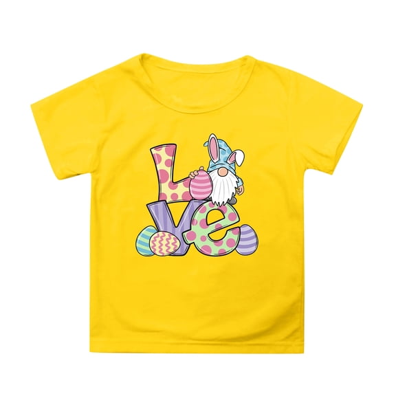 Children's Easter Clothing Classic Loose Fit Red Eggs-Track Summer Easter Tshirt Bunny Short Sleeve Shirt for Boys Girls Kids Tees T-Shirts