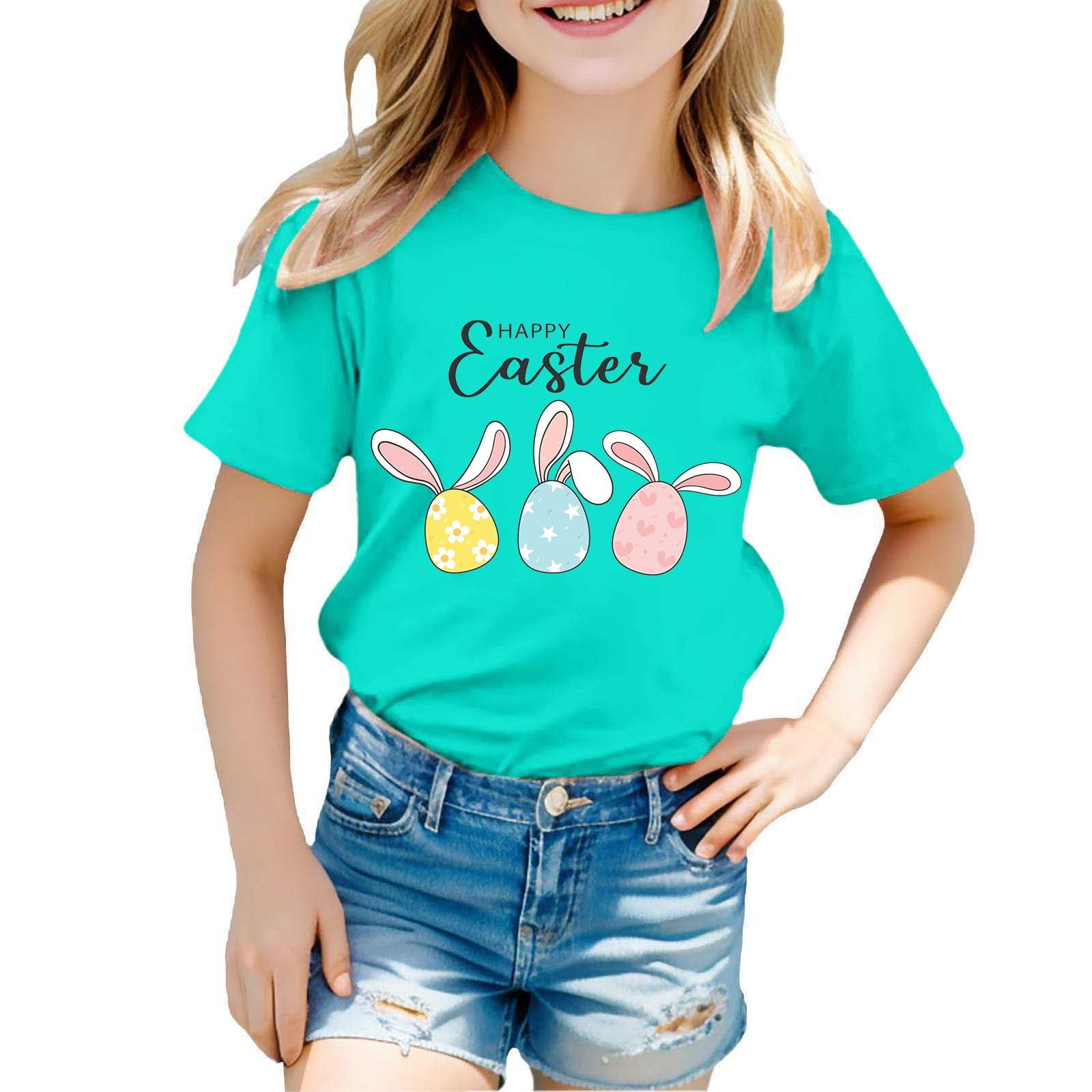 Children's Easter Clothing Fashion Breathable Yellow Egg Bunny Print — free download