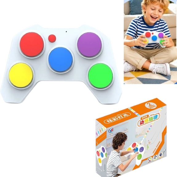 Children's Educational Game Controller with Dynamic Melody, Rhythm Lights, Kids-Interactive Handheld Games-Educational, Travel-Friendly Fun for the Whole Family