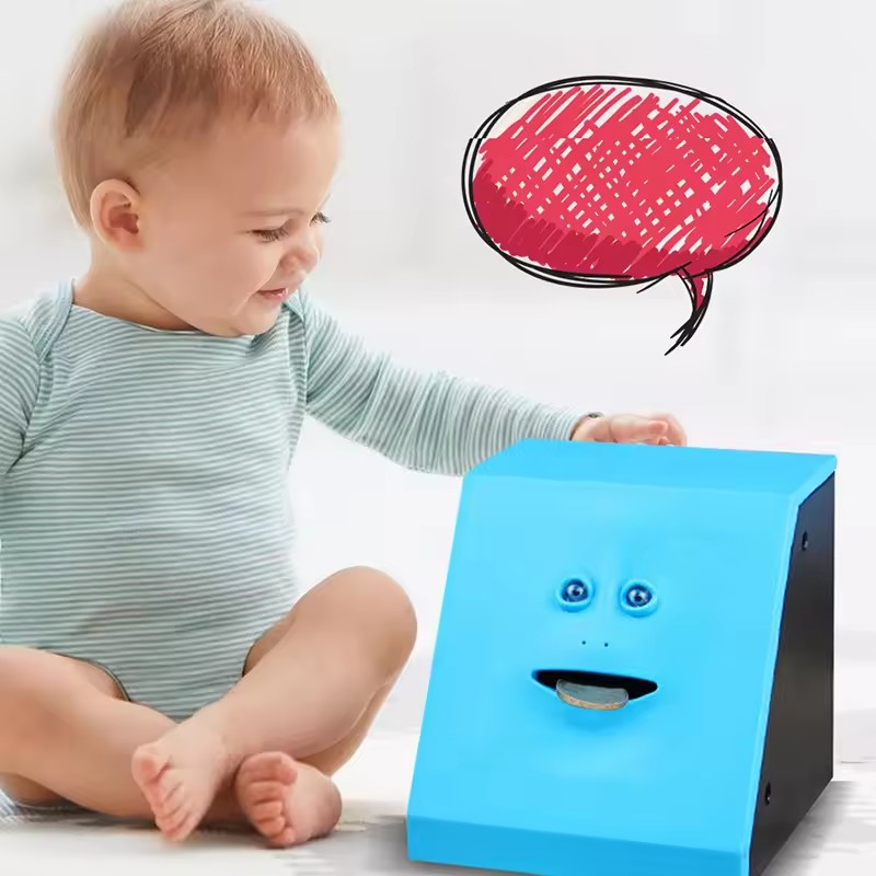 Children's Electric Sensor Coin Box Cute Face Bank Money Safe Savings