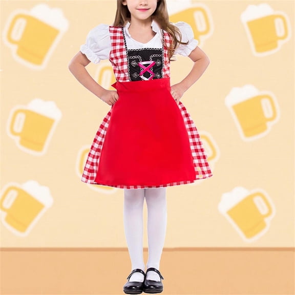 Children's Ethnic Clothing Short Sleeved Girls' Dress Activity Performance Traditional Clothing