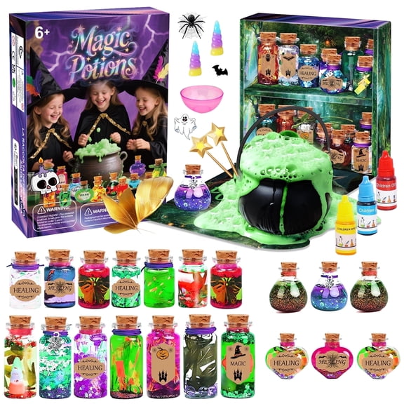20-Bottle Magic Potion Kit for Kids - Glow-in-the-Dark Magic Studio Craft Set, Safe DIY Toy for Family Parties,Perfect Birthday Gift for Girls & Boys Ages 6-12+