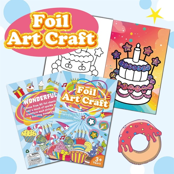 Children's Fantasy Art Craft Sticker Activity Book – Birthday Theme Creative DIY Coloring Drawing Kit for Ages 3+
