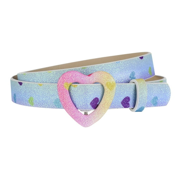 Children's Fashion Belt PU Leather Material Heart Buckle Jeans Dress Style Sparkling Shining Casual Belt
