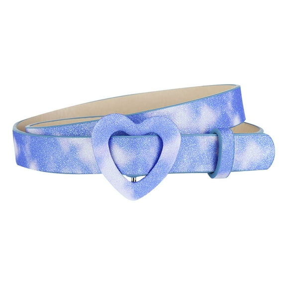 Children's Fashion Belt PU Leather Material Heart Buckle Jeans Dress Style Sparkling Shining Casual Belt