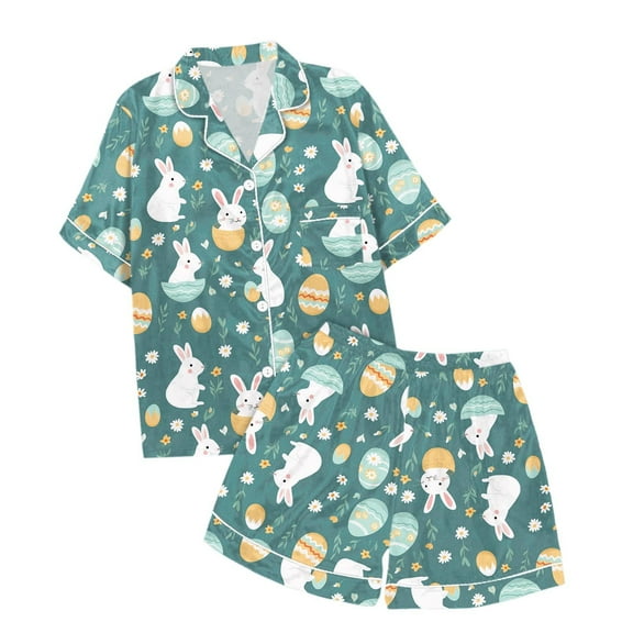 Children's Fashion Printed Button Down Lapel Short Sleeved Top Shorts Pajamas Set Cold Weather Pajamas Boys Long Pajamas Size 8 Baby Girl Flannel Pajamas Baby Sleepers 6-9 Months 4t Boy Outfits 3