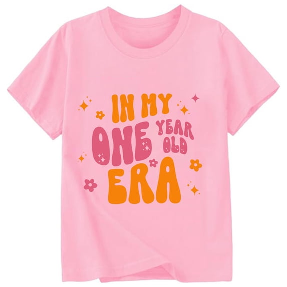 Children's Fashionable Casual Letter Round Neck Short Sleeved T Shirt Top