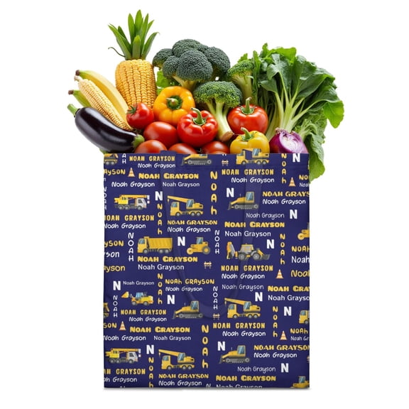 Women's Firefighter Theme Canvas Shopping Bag Durable Reusable Tote with Cartoon Vehicle Prints