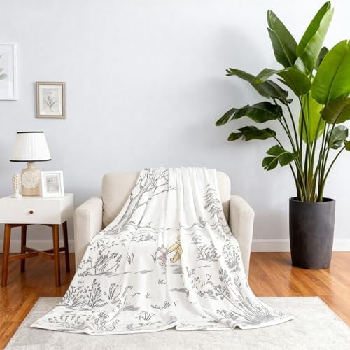 Children's Flannel Blanket 50"x40"/60"x50" inches Bear and Piglet Pattern Throw Blanket for Boys Girl's air Conditioning Blanket, (50"x40")