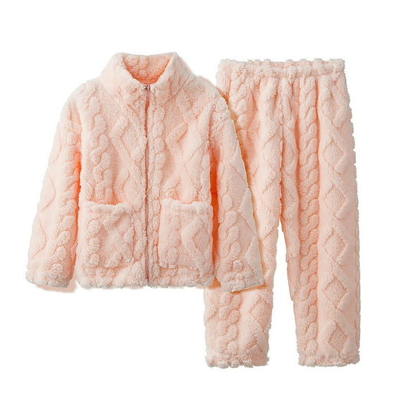 Children's Flannel Cardigan Pajamas Boys and Girls Winter Thickened Medium Children's Home Wear Zipper Set Size 9-10 Years