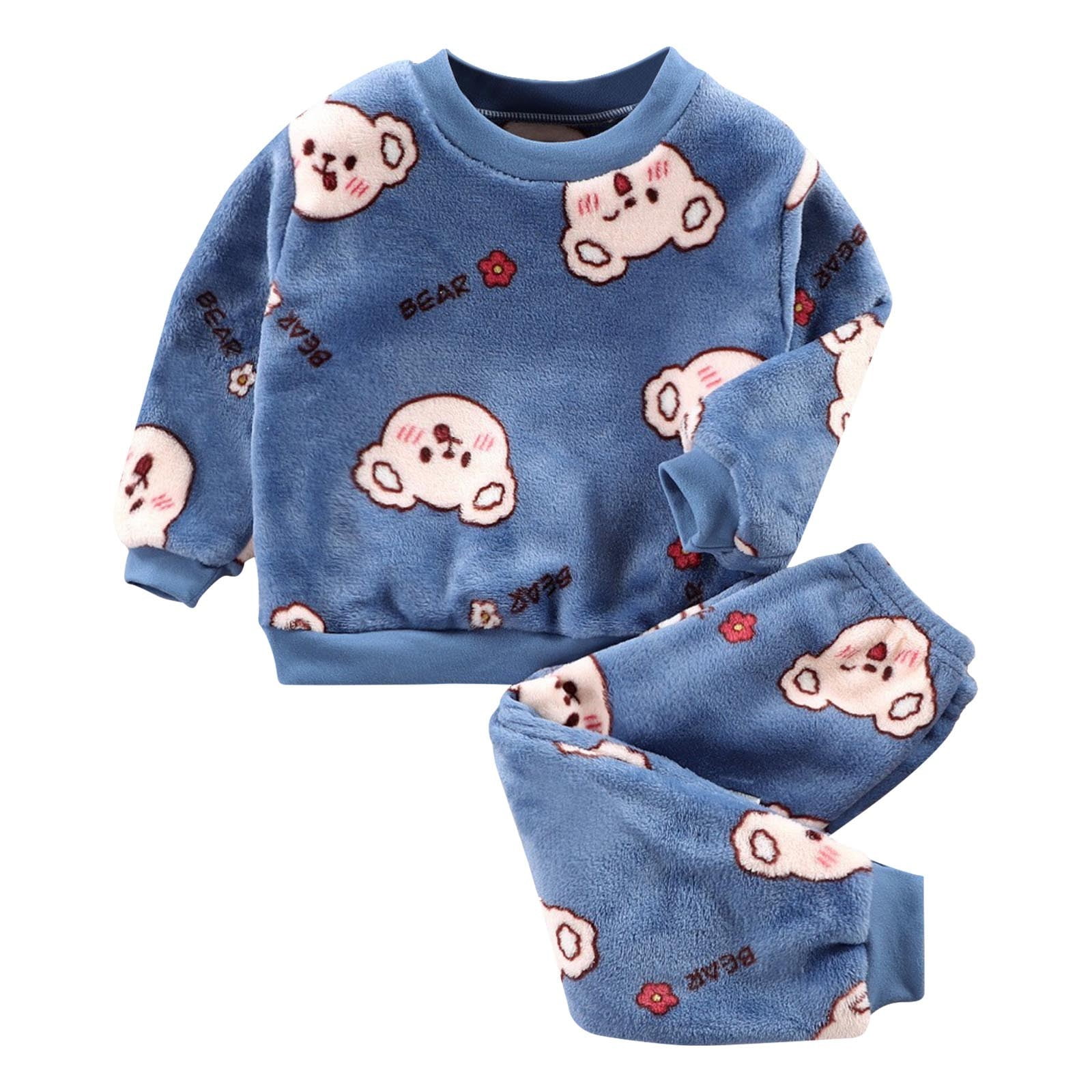 Children's Flannel Suit Baby Pajamas Boys' Homewear Girls' Cartoon Warm ...