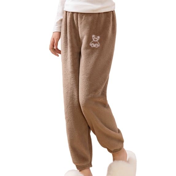 Children's Fleece Leggings Pants Solid Color Thermal Warm Elastic Waist Pant Casual Comfortable Legging for Kids Coffee 12-13 Years
