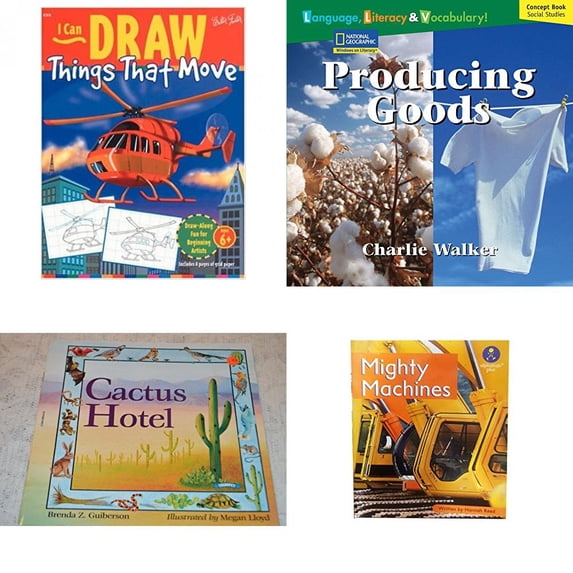 Children's Fun & Educational 4 Pack Paperback Book Bundle (Ages 6-12): I Can Draw Things That Move I Can Draw Series Walter Foster, Windows on Literacy Language, Literacy & Vocabulary Fluent Social St