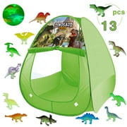 Kids play tent, containing 12 illuminated ABS dinosaur toy sets, an automatically unfolding tent, suitable for indoor and outdoor use, is a birthday gift for boys and girls aged 3 to 6