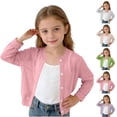 thumbnail image 1 of Auroural Look! Girl Solid Color Princess Knit Sweater Sun Protection Air Conditioned Long Sleeve Button Front Cardigan Coat Girls Clothes Size 6 Outfits Girls Cardigan Size 6, 1 of 8