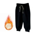 thumbnail image 1 of Children's Girls Boys Casual Pants Loose Fleece Lined Thickened Pant Solid Color Drawstring Versatile Warm Trousers Black 120, 1 of 4
