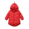 thumbnail image 1 of Children's Girls Boys Padded Jackets Solid Color Hooded Zipper Thin Down Jacket Casual Warm Coat with Pockets Red 8 Years, 1 of 8