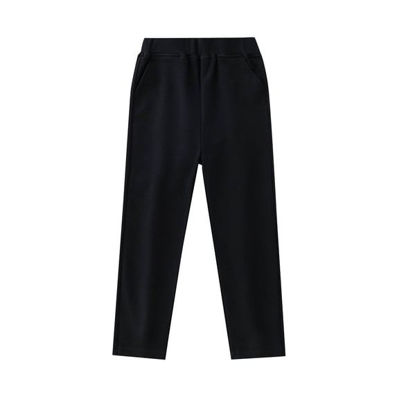 Children's Girls Boys Sweatpants Casual Sports Loose Wide Straight Pants Elastic Waist Drawstring Solid Color Trousers Black 12-13 Years