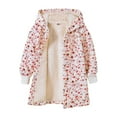 thumbnail image 1 of Children's Girls Boys Winter Jackets Velvet Lined Windbreaker Fleece Floral Print Coats Long Sleeved Hooded Casual Outdoor Outwear Red 7 Years, 1 of 9