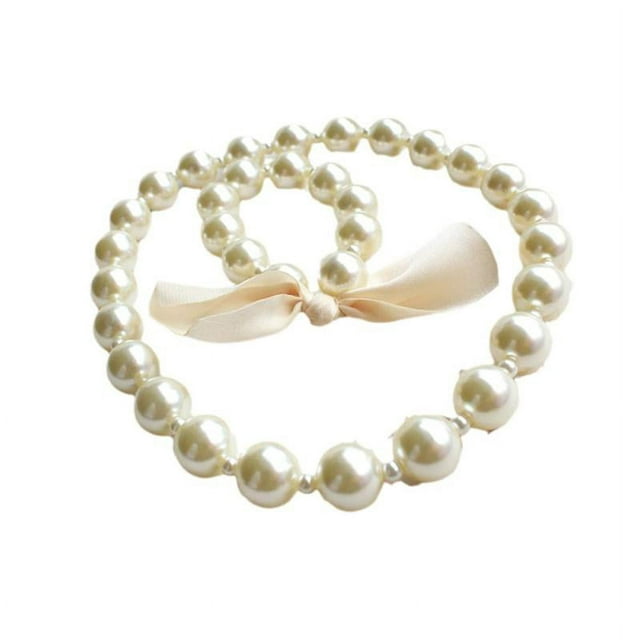 Children's Girls Faux Pearl Necklace Bracelet Earrings Set Gift NEW Jewelry K3A5