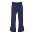 thumbnail image 1 of Children's Girls Flare Pants Solid Color Elastic High Waist Yoga Sports Long Pant Stretchy Breathable Legging Trousers Navy 120, 1 of 6