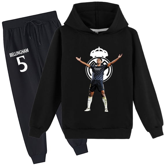 Children's Graphic Hoodie Set Jude Bellingham Pullover Hooded Sweatshirt and Pants Set for Kids Sweatsuit Clothes
