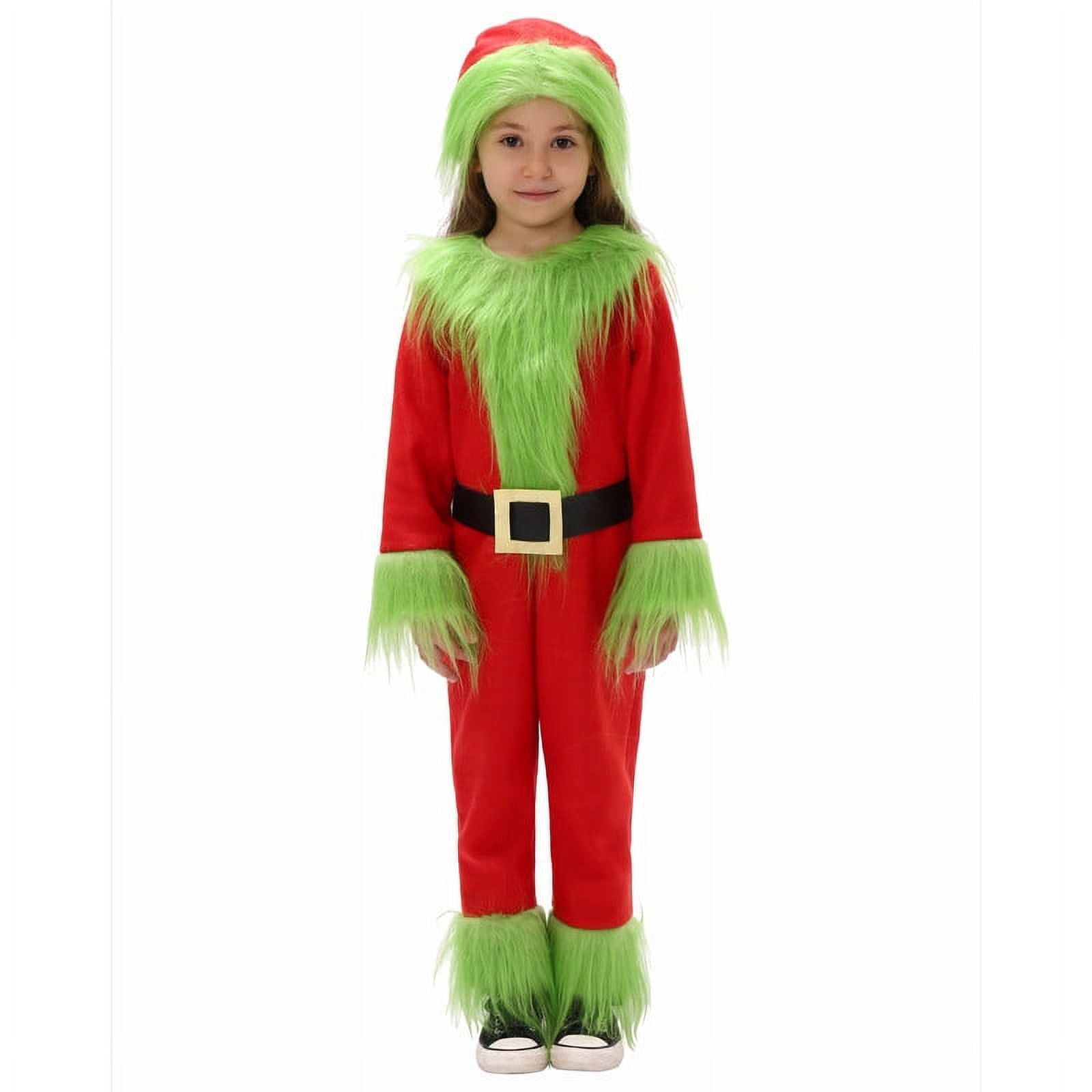 Children's Green Grin Christmas Costume Green Hair Monster Dressing ...