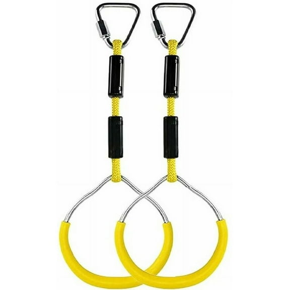 Children's Gymnastic Ring, Accessories for Trapeze Swing, Climbing Frame, Balancing Ring, Slackline Ninja Line, Outdoor Obstacle Course Equipment, 2pcs, (Yellow)