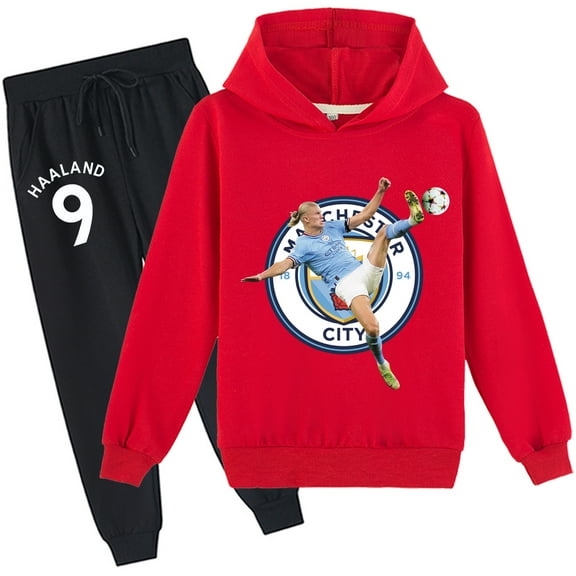 Children's Haaland Hoodie Sets Kids Long Sleeve Pullover Tops with Sweatpants Loose Fit for Boys Girls Sweatsuit