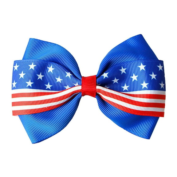 Children's Hair Accessories Bow Hairpin in Red Blue and White for Stylish Hairdos