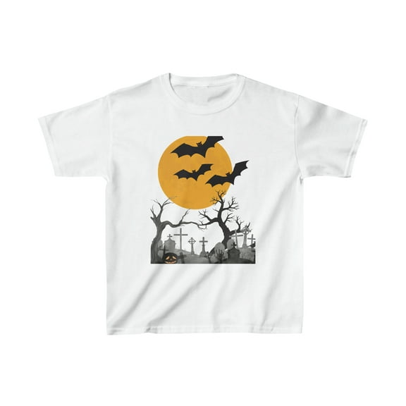 Children's Halloween Graveyard Cotton and Polyester Crewneck Kids T-Shirts