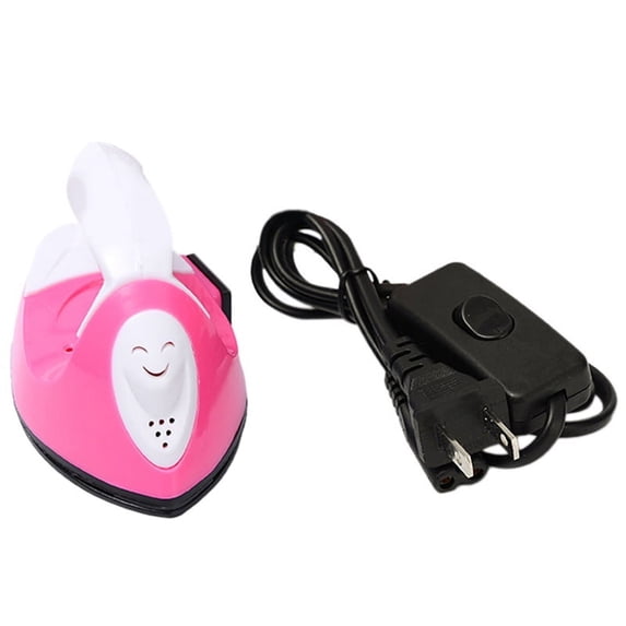Children's Handmade DIY Electric Iron, Mini Iron Name Sticker Special Iron Small Iron Sewing Tools.US Plug Pink