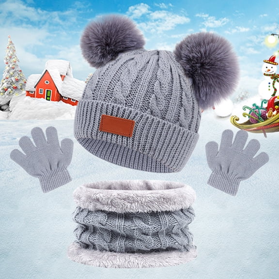 Children's Hats Scarves Gloves Warm Colored in Autumn and Winter Two Baby Hats Practical Beautiful for Outdoor Activities