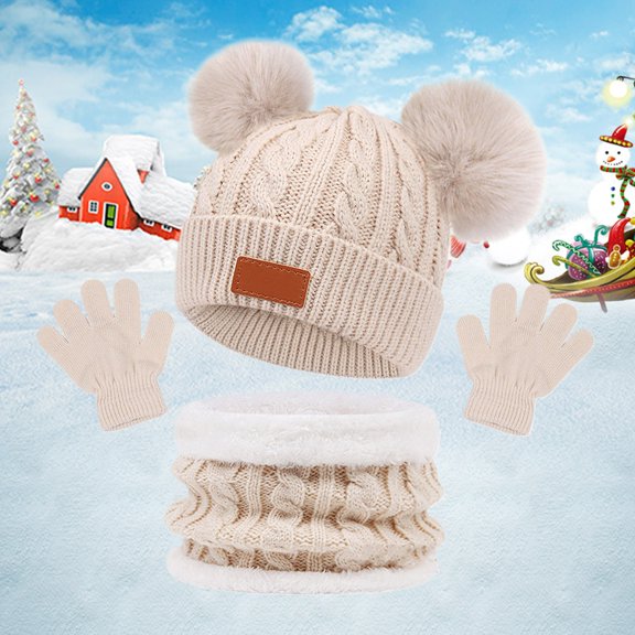 Children's Hats Scarves Gloves Warm Colored in Autumn and Winter Two Baby Hats Practical Beautiful for Outdoor Activities