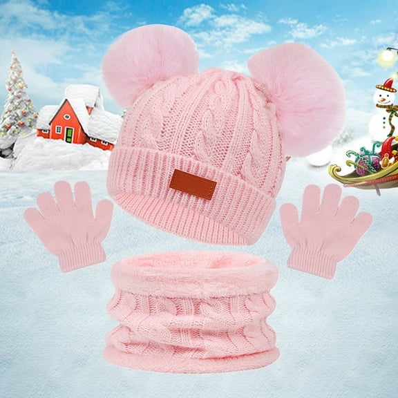 Children's Hats Scarves Gloves Warm Colored in Autumn and Winter Two Baby Hats Practical Beautiful for Outdoor Activities