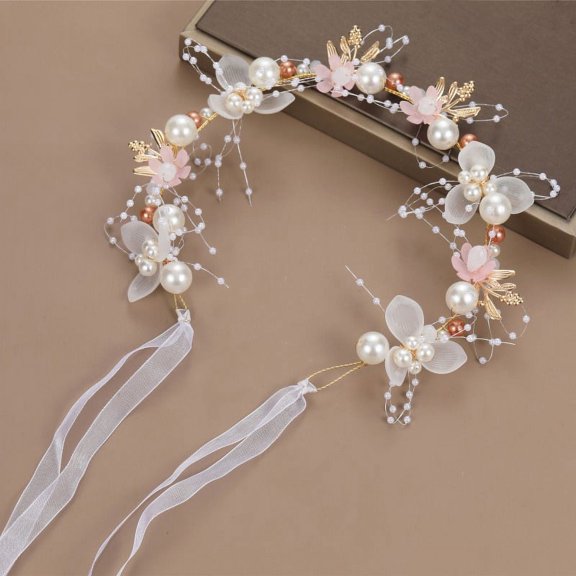 Children's Headwear Girl Birthday Show Host Hair Accessories Girl Princess Super Sensen Tie Pink Wreath Headflower Accessories