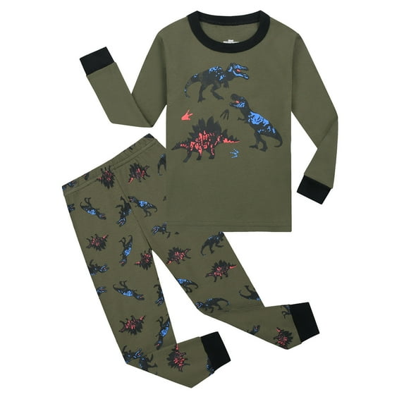 Youmylove Children's Homewear Long Sleeve Boys Pajamas Cartoon Dinosaur Print Spring Spring Autumn Warm Pajamas Comfy Leisure Set