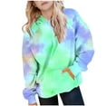 thumbnail image 1 of Children's Hoodies Casual Long Sleeve Gradient Color Pullover Tops Loose Comfortable Daily Hooded Sweatshirt with Pockets Mint Green 12 Years, 1 of 5