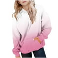 thumbnail image 1 of Children's Hoodies Casual Long Sleeved Round Neck Gradient Color Pullover Top Suitable for Boys and Girls Hooded Sweatshirt Pink 12 Years, 1 of 5