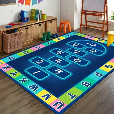 Children's Hop Count Hopscotch Large Area Rugs ABC Alphabet Education Playroom Carpet Decor Bedroom Anti-slip Floor Mat Alfombra