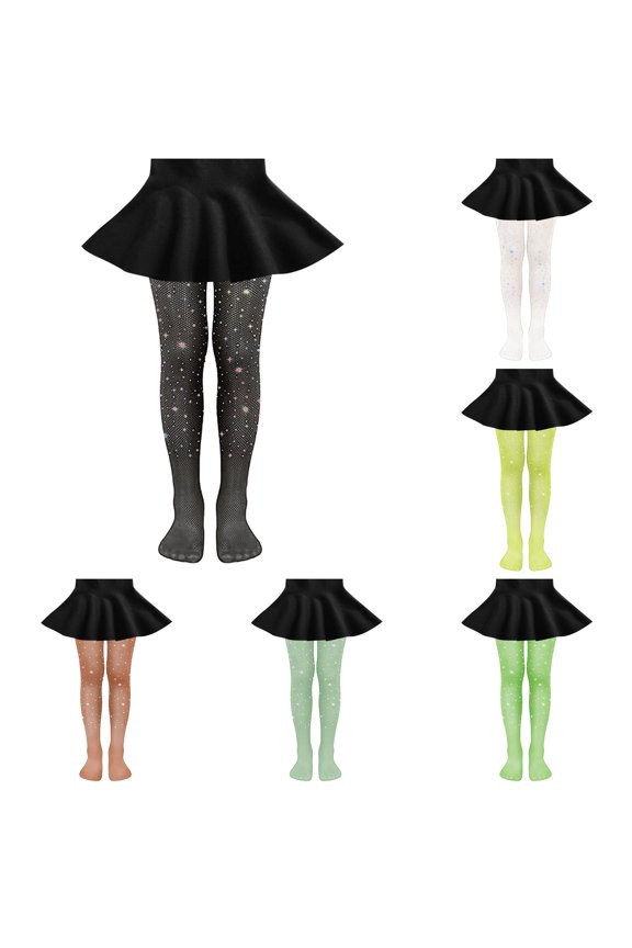 Children's Hosiery Fishnet Dot Drill Pantyhose Band Drill Colored Mesh Hosiery Girl Cutout Tights Girl Mesh Stockings Young Girl A 12-15 Years