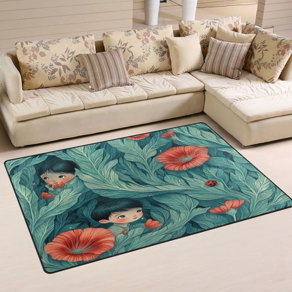 Children's Illustration Soft Polyester Area Rug 31''x20'', Non Slip, Memory Foam, Water Absorbent