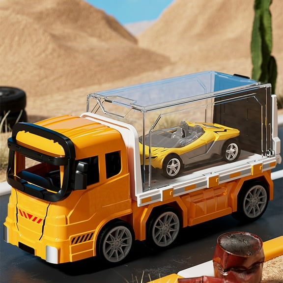 Children’s Inertial Container Truck Toy – Alloy Flatbed Detachable Small Car Model for Boys – Simulated Freight Transport Vehicle