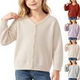 thumbnail image 1 of Children's Jacket Dqueduo Girls' V-Neck Long Sleeve Button Down Knit Cardigan Sweater Jacket Beige 3-4Years, 1 of 7