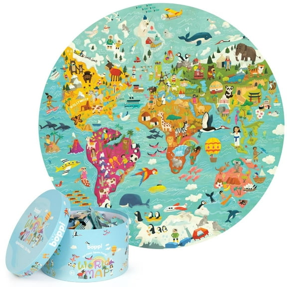 Children’s Jigsaw Puzzle by boppi – 150 Piece World Map Puzzle for Kids – Made with 100% Recycled Card