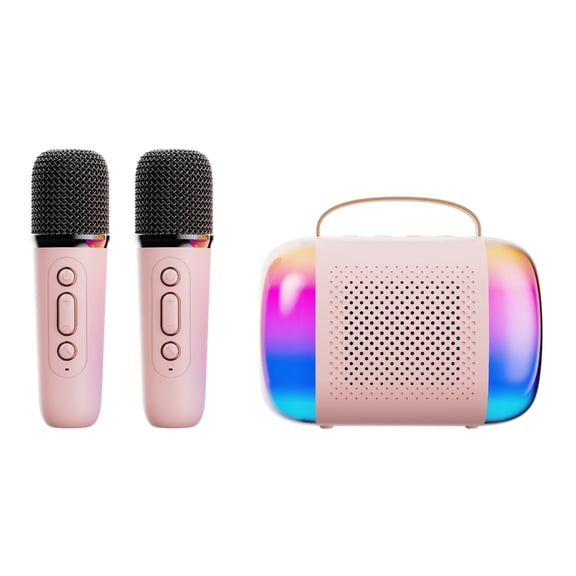 Children's Karaoke Set 2 Mics Speaker Ideal Birthday Present for Girls Boys 2 Wireless Mics and Light for Home Party