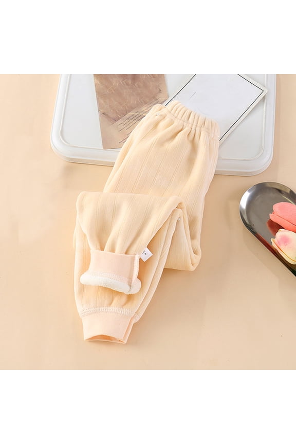 Children's Kids Fleece Thickening Pants Warmth Thickening Elastic Waist Sports Pants Boy Girl's Trousers